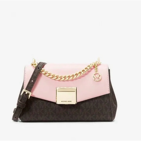 Michael Kors Lita Small Two-Tone Logo and Leather Crossbody Bag - Picture 2 of 13